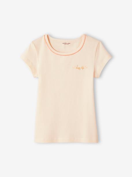 3er-Pack Mädchen T-Shirts, Ripp Oeko-Tex - rosa nude - 3