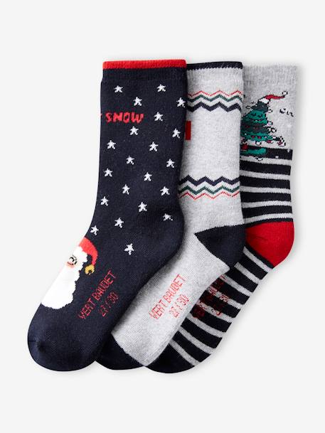 Jungen Weihnachts-Geschenkset: 3er-Pack Socken Oeko-Tex - marine - 4