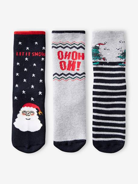 Jungen Weihnachts-Geschenkset: 3er-Pack Socken Oeko-Tex - marine - 3