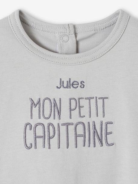 Baby Shirt MON PETIT CAPITAINE, personalisierbar - aqua+wollweiß - 4