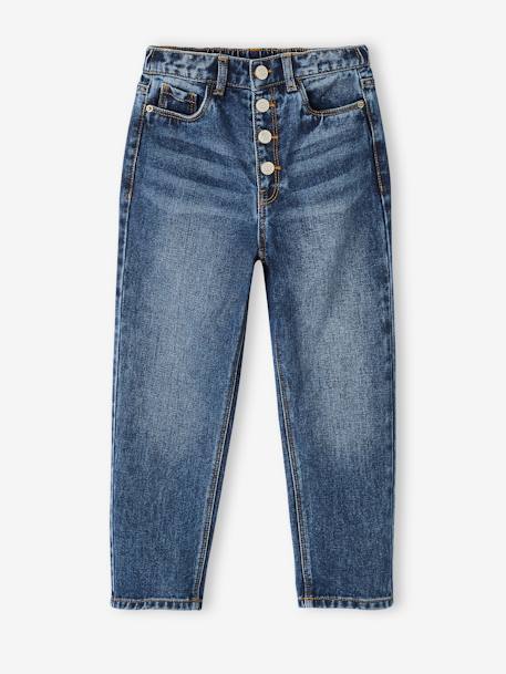 Mädchen Mom-Fit-Jeans, WATERLESS Hüftweite REGULAR - blau+blue stone+double stone - 4