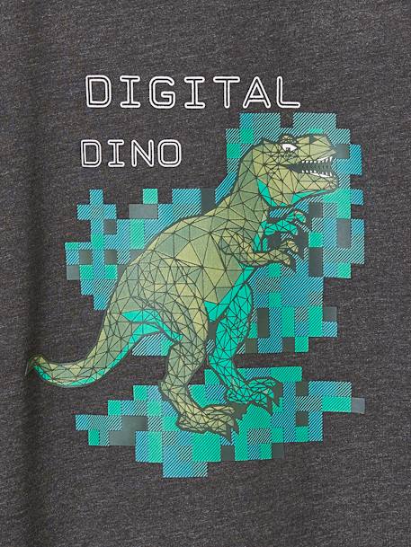 Jungen Shirt mit Dinoprint - grau meliert - 4