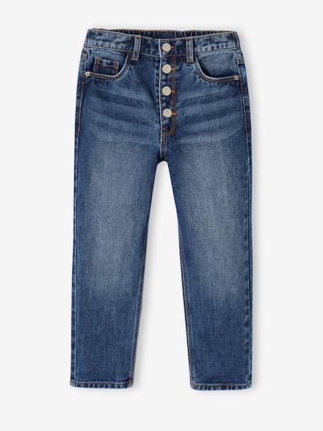 Mädchen Mom-Fit-Jeans, WATERLESS Hüftweite COMFORT - blau - 1