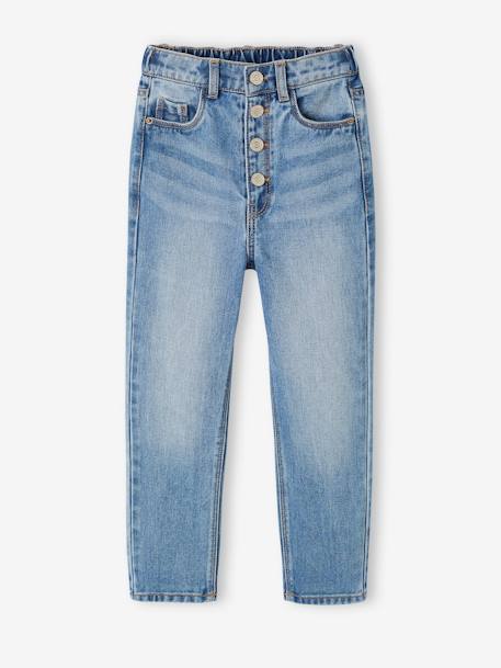 Mädchen Mom-Fit-Jeans, WATERLESS Hüftweite SLIM - blau+blue stone+double stone - 6