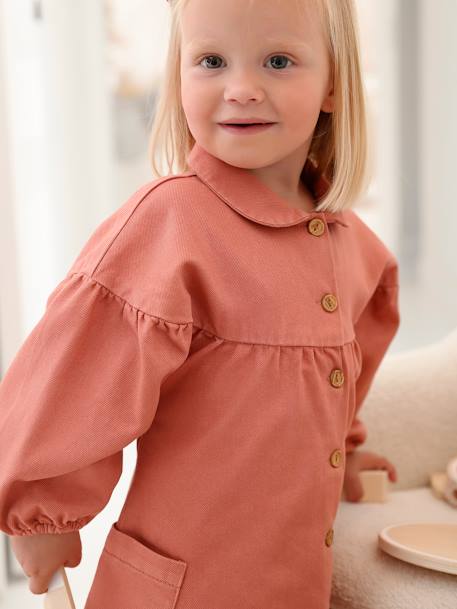 Mädchen Baby Kleid mit Bubikragen - rosa - 5