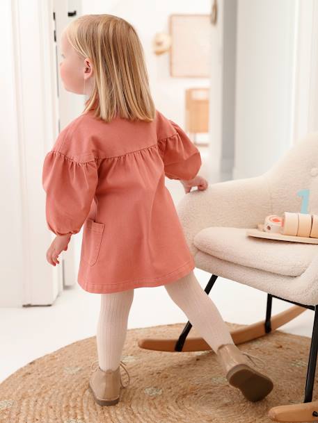 Mädchen Baby Kleid mit Bubikragen - rosa - 6