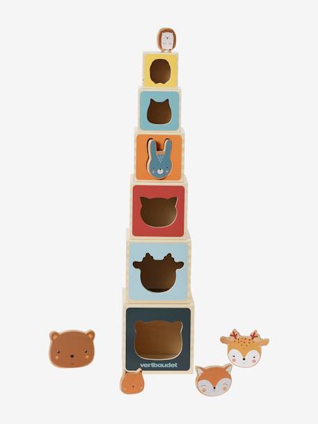 Baby Stapelturm mit Steckspiel aus Holz FSC® - mehrfarbig/das süße leben+mehrfarbig/grüner wald+mehrfarbig/pandafreunde - 7