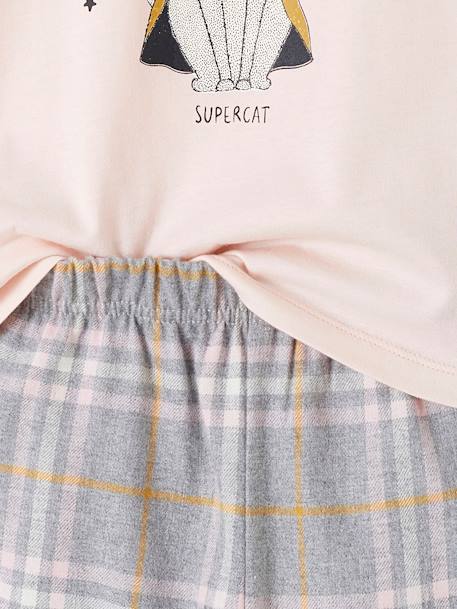 Mädchen Schlafanzug mit Flanellhose SUPERCAT - hellrosa - 6