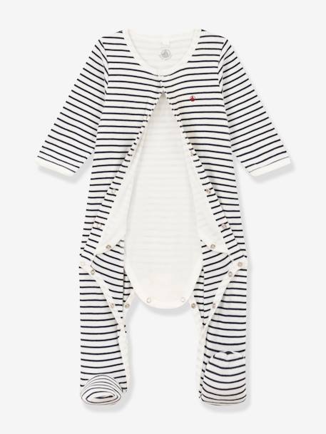 Baby 2-in-1-Strampler Bodyjama PETIT BATEAU - weiß bedruckt - 3