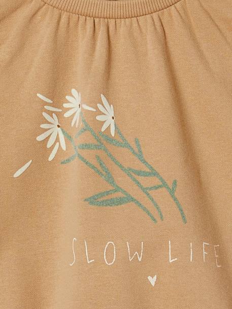 Mädchen Sweatshirt mit Flockprint-Blumen - taupe - 3