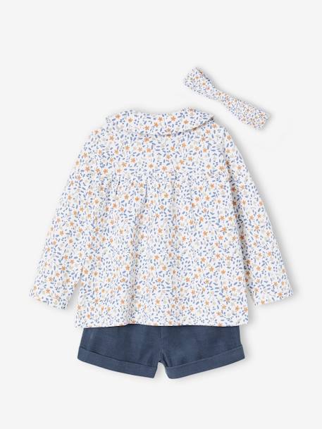 Mädchen Baby-Set: Shirt, Shorts & Haarband Oeko-Tex - wollweiß - 4