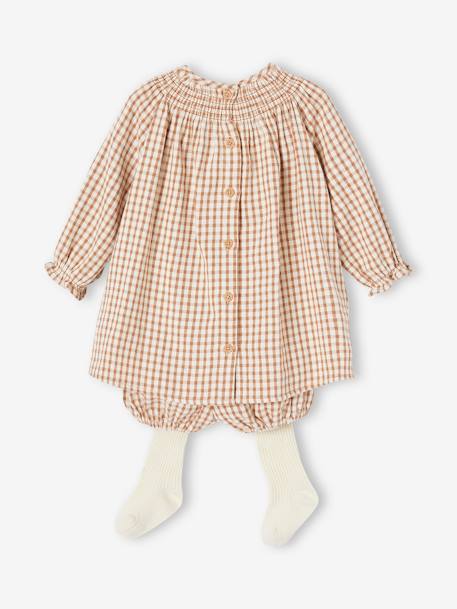 Mädchen Baby-Set: Kleid, Shorts & Strumpfhose - braun - 4