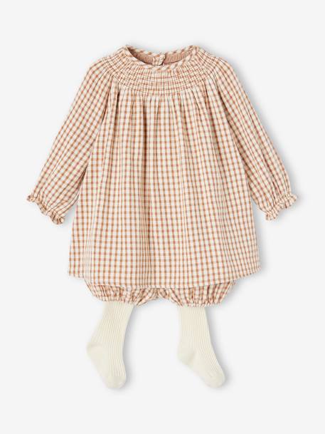 Mädchen Baby-Set: Kleid, Shorts & Strumpfhose - braun - 1