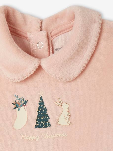 Weihnachtlicher Baby Samt-Schlafanzug Oeko-Tex - pudrig rosa - 3