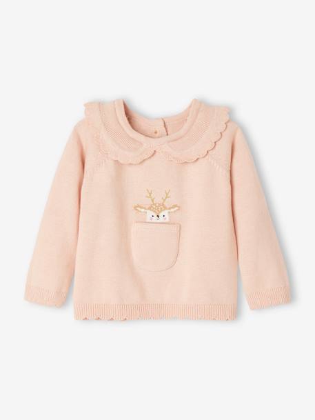 Baby Weihnachts-Set: Pullover & Hose Oeko-Tex - pudrig rosa - 3