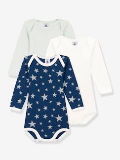 3er-Pack Baby Langarm-Bodys PETIT BATEAU, nachtleuchtende Sterne -  - [numero-image]