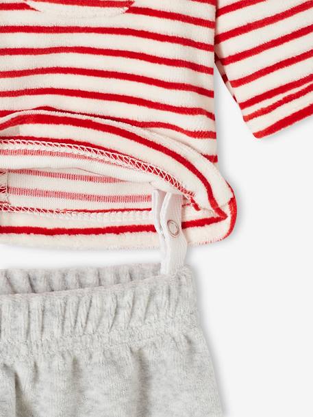 Weihnachtlicher Baby Samt-Schlafanzug Oeko-Tex - grau meliert - 6