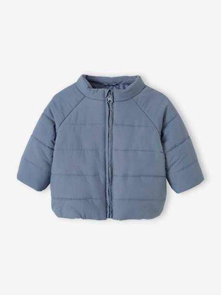 Baby Winterjacke mit abnehmbarer Kapuze, Recycling-Polyester - graublau - 4