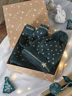 Maedchenkleidung-Accessoires-Mützen, Schals & Handschuhe-Mädchen Weihnachts-Geschenkset: Mütze, Rundschal & Fingerhandschuhe