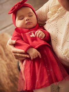 Babymode-Weihnachtliches Baby-Set: Kleid, Haarband & Strumpfhose