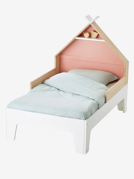 Mitwachsendes Kinderbett TIPILI, Hausbett - weiß+weiß/khaki/senfgelb - 1