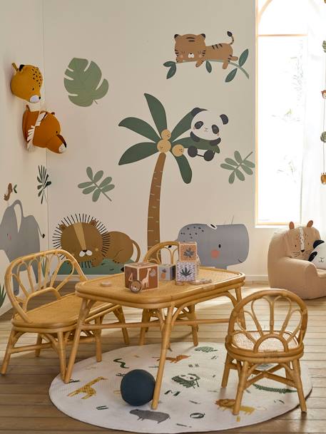Kinderzimmer Sitzbank aus Rattan BOHO - natur/blumenform - 2