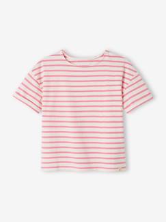 Maedchenkleidung-Geringeltes Mädchen T-Shirt mit Recycling-Baumwolle, personalisierbar