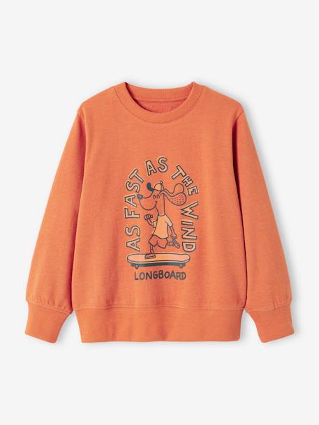 Jungen Sweatshirt mit Print BASIC Oeko-Tex - aprikose+beige meliert+graublau+pistaziengrün - 1