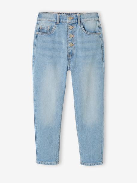 Mädchen Mom-Fit-Jeans, WATERLESS Hüftweite REGULAR - blau+blue stone+double stone - 21