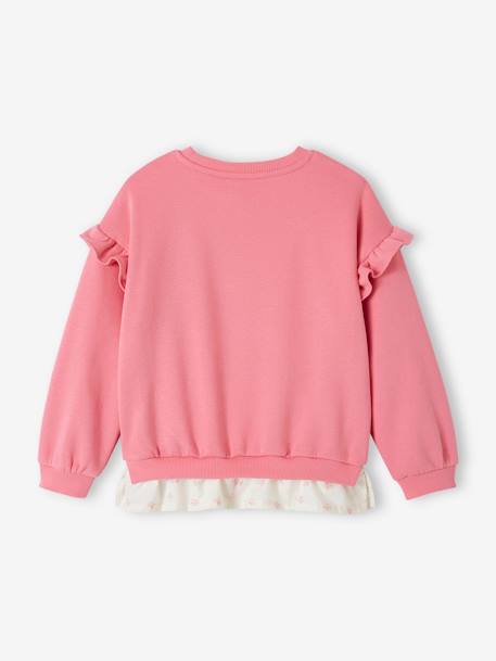 Mädchen Sweatshirt mit Volant-Saum personalisierbar - bonbon rosa+pastellgelb - 3