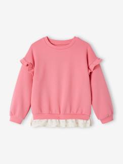 Maedchenkleidung-Pullover, Strickjacken & Sweatshirts-Mädchen Sweatshirt mit Volant-Saum personalisierbar
