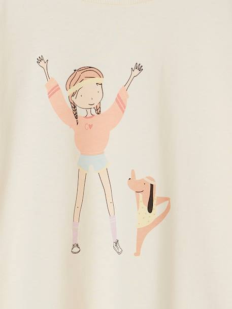 Kurzes Mädchen Sport-Shirt mit Recycling-Baumwolle - wollweiß - 4