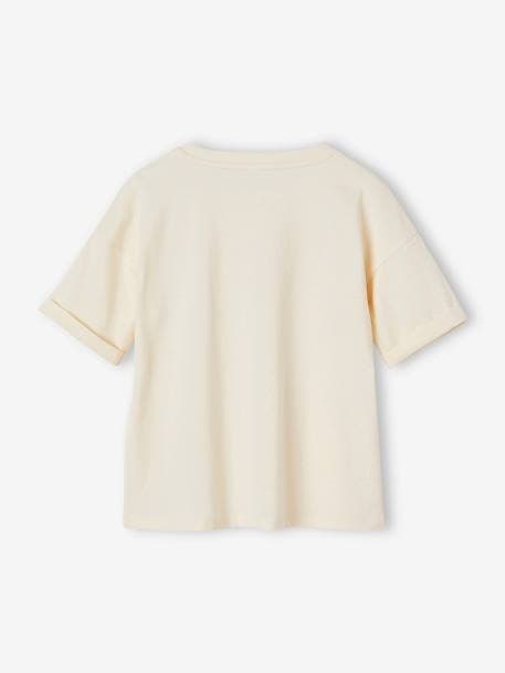 Kurzes Mädchen Sport-Shirt mit Recycling-Baumwolle - wollweiß - 3