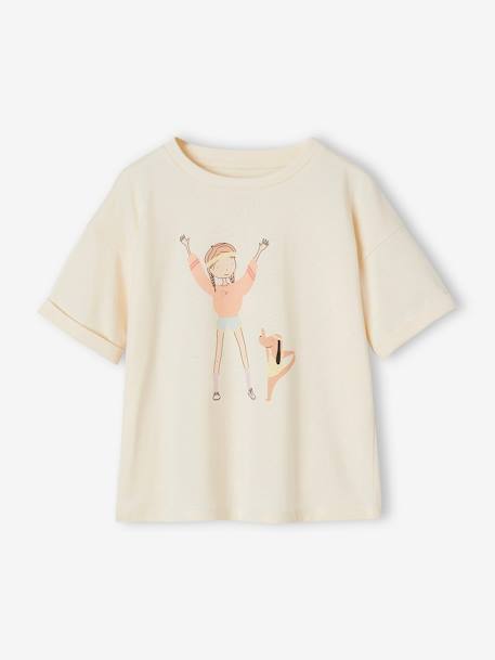 Kurzes Mädchen Sport-Shirt mit Recycling-Baumwolle - wollweiß - 2