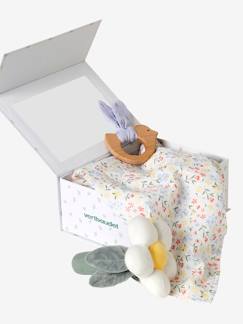 Baby Geschenk-Set: Schmusetuch, Rassel & Stoffbuch mit Geschenkverpackung -  - [numero-image]