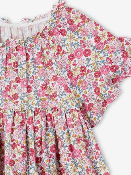 Geblümtes Mädchen Kleid mit Schmetterlingsärmeln - rosa - 4