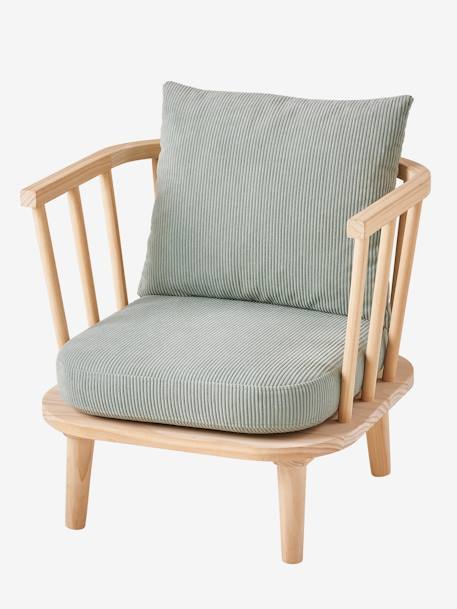 Kinder Sessel mit Cordbezug, Retro - grün/natur - 2