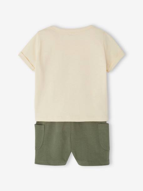 Baby-Set: T-Shirt & Shorts Oeko-Tex - khaki+weiß - 4