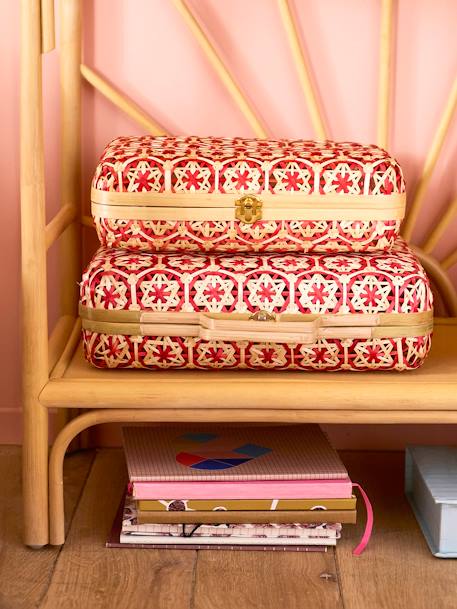 2er-Set Kinderzimmer Aufbewahrungskoffer aus Bambus, zweifarbig - rosa - 6