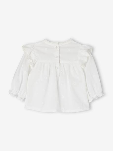 Mädchen Baby Bluse mit langen Ärmeln - weiß - 4