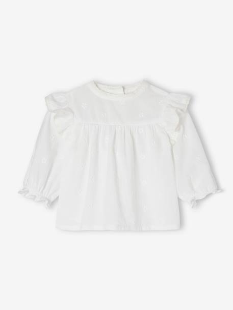 Mädchen Baby Bluse mit langen Ärmeln - weiß - 2
