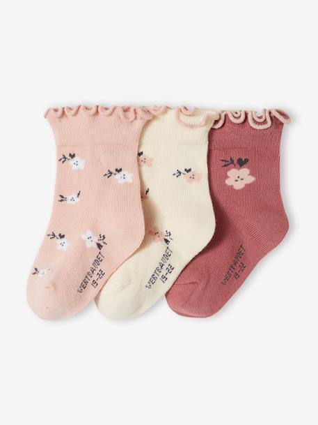 3er-Pack Mädchen Baby Socken Oeko-Tex - pudrig rosa - 1