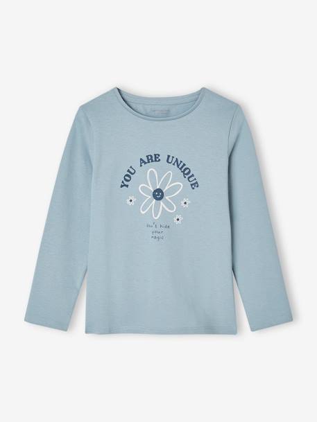 Mädchen Shirt mit Messageprint BASIC Oeko-Tex - bronze+dunkelbraun+graublau+rosenholz+violett - 11