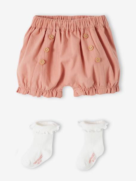 Mädchen Baby-Set: Shorts & Socken - rosa - 2