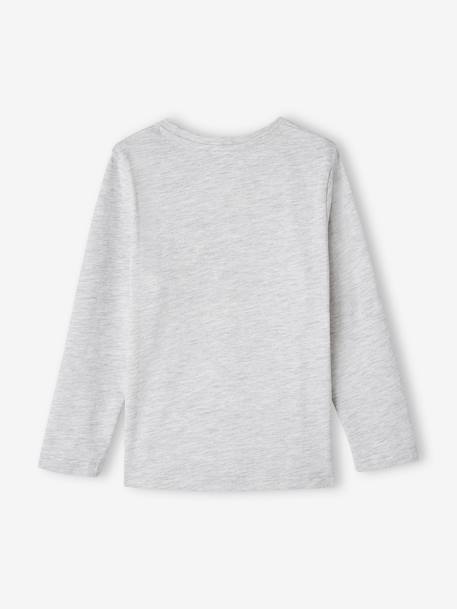 Jungen Shirt mit Print, Recycling-Baumwolle - grau meliert+himmelblau - 2