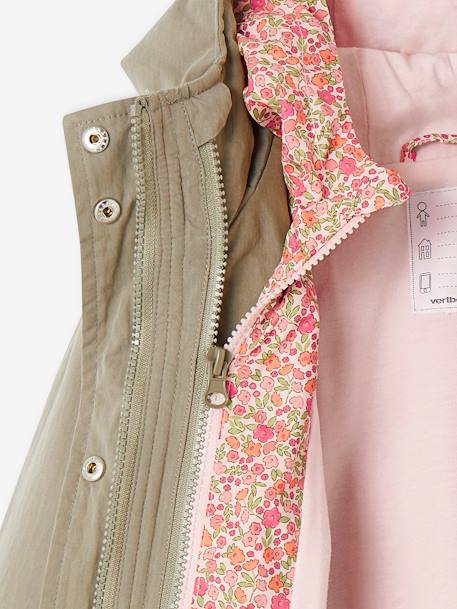 Mädchen 3-in-1-Jacke mit Recycling-Polyester - khaki+rosa - 3