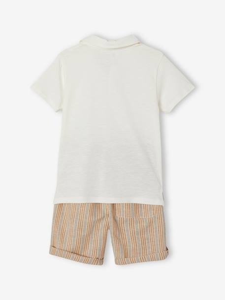 Festliches Jungen-Set: Poloshirt & Shorts - weiß gestreift - 4