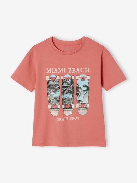 Jungen T-Shirt mit Fotoprint, Recycling-Baumwolle - aqua+koralle+wollweiß - 5