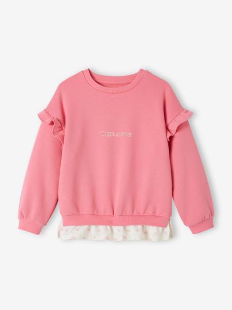 Mädchen Sweatshirt mit Volant-Saum personalisierbar - bonbon rosa+pastellgelb - 2