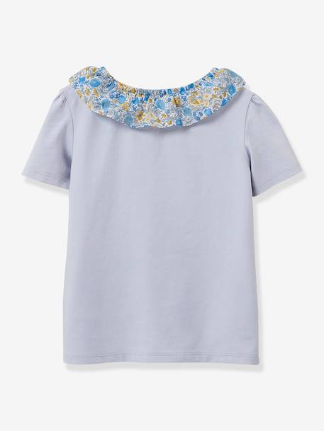 Mädchen T-Shirt mit Liberty-Kragen CYRILLUS, Bio-Baumwolle - graublau - 2